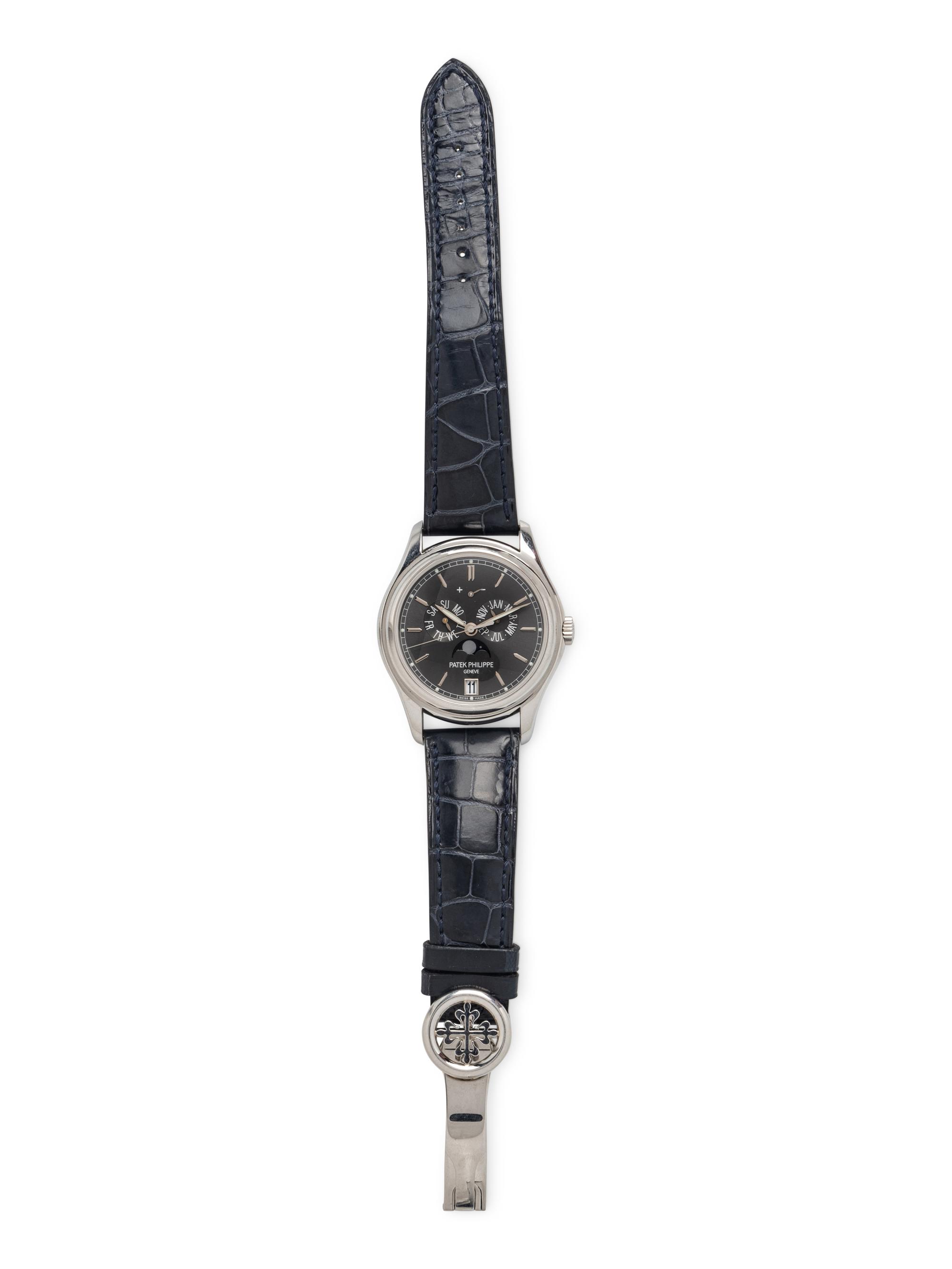 PATEK PHILIPPE, REF. 5146P PLATINUM ANNUAL CALENDAR WITH MOON PHASE WATCH, BOX & PAPERS