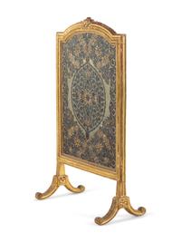 A Louis XVI Giltwood Fire Screen with a Silver-Thread Embroidered Panel