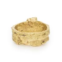 E. DUCA, HAMMERED YELLOW GOLD AND DIAMOND RING
