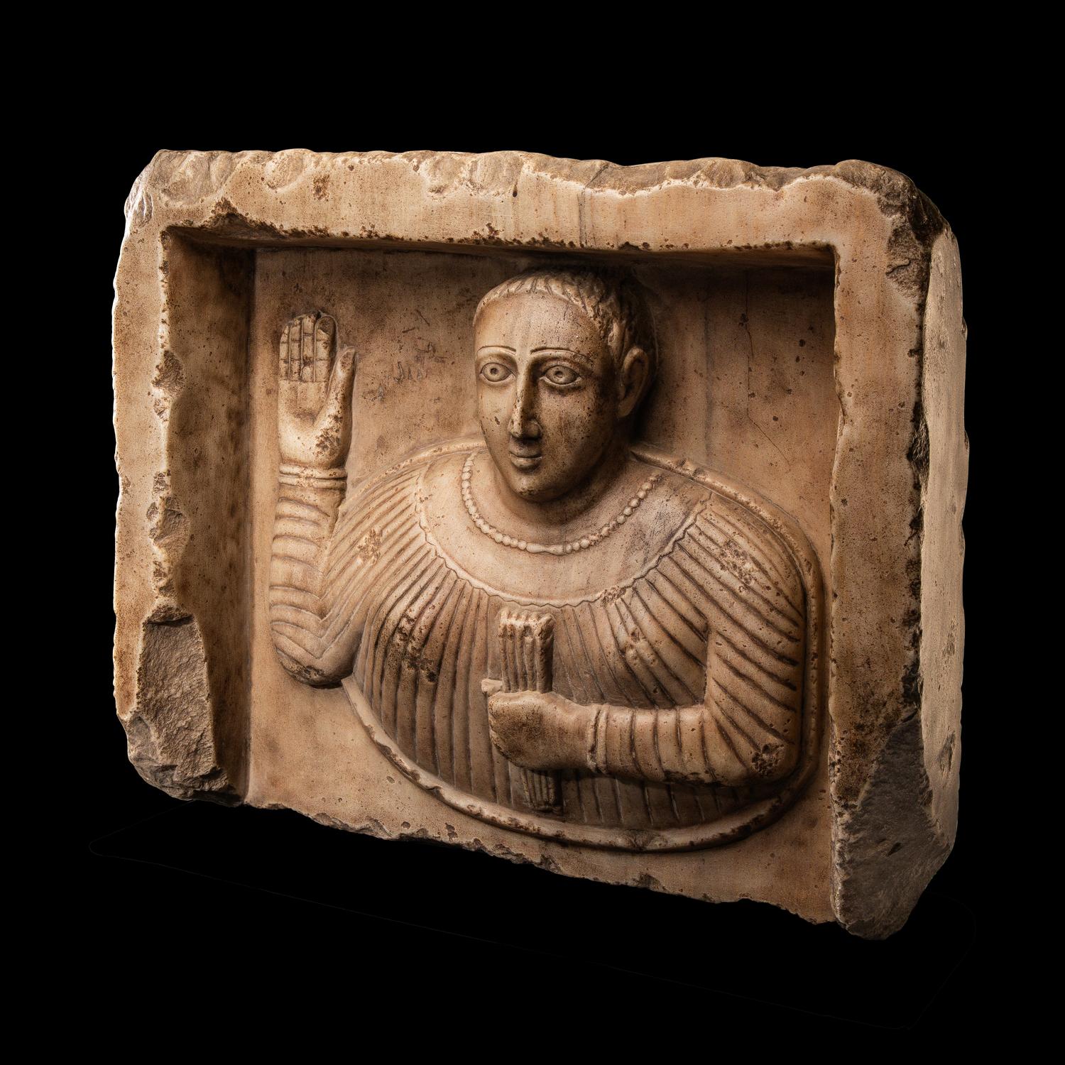 A South Arabian Alabaster Bust of a Wheat Bearer