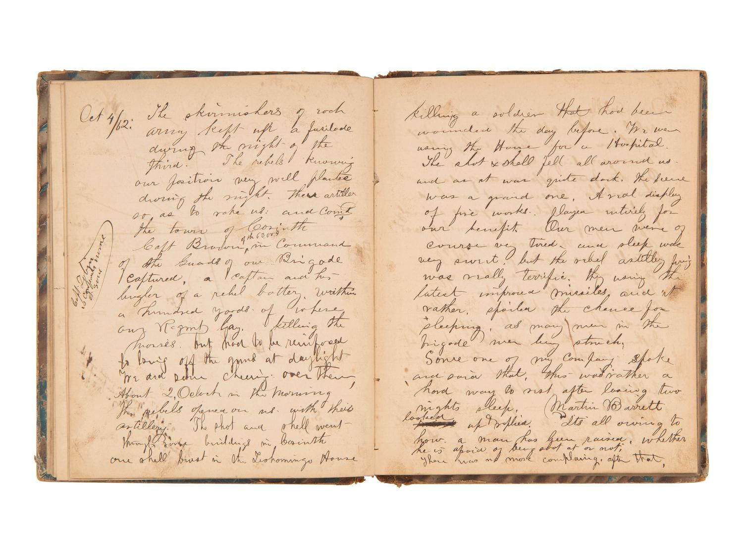 JACKSON, Col. Oscar L. (1840-1920). Five journals, incl. descriptions of Oscar L. Jackson's political activism during the 1860 campaign and his service with 63rd OVI, with campaign broadside noting Jackson as a speaker.