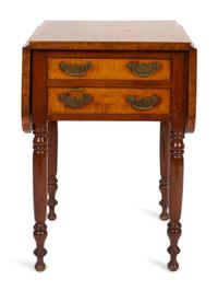 An American Classical Bird’s Eye Maple Drop-leaf Work Table — CIRCA 1840