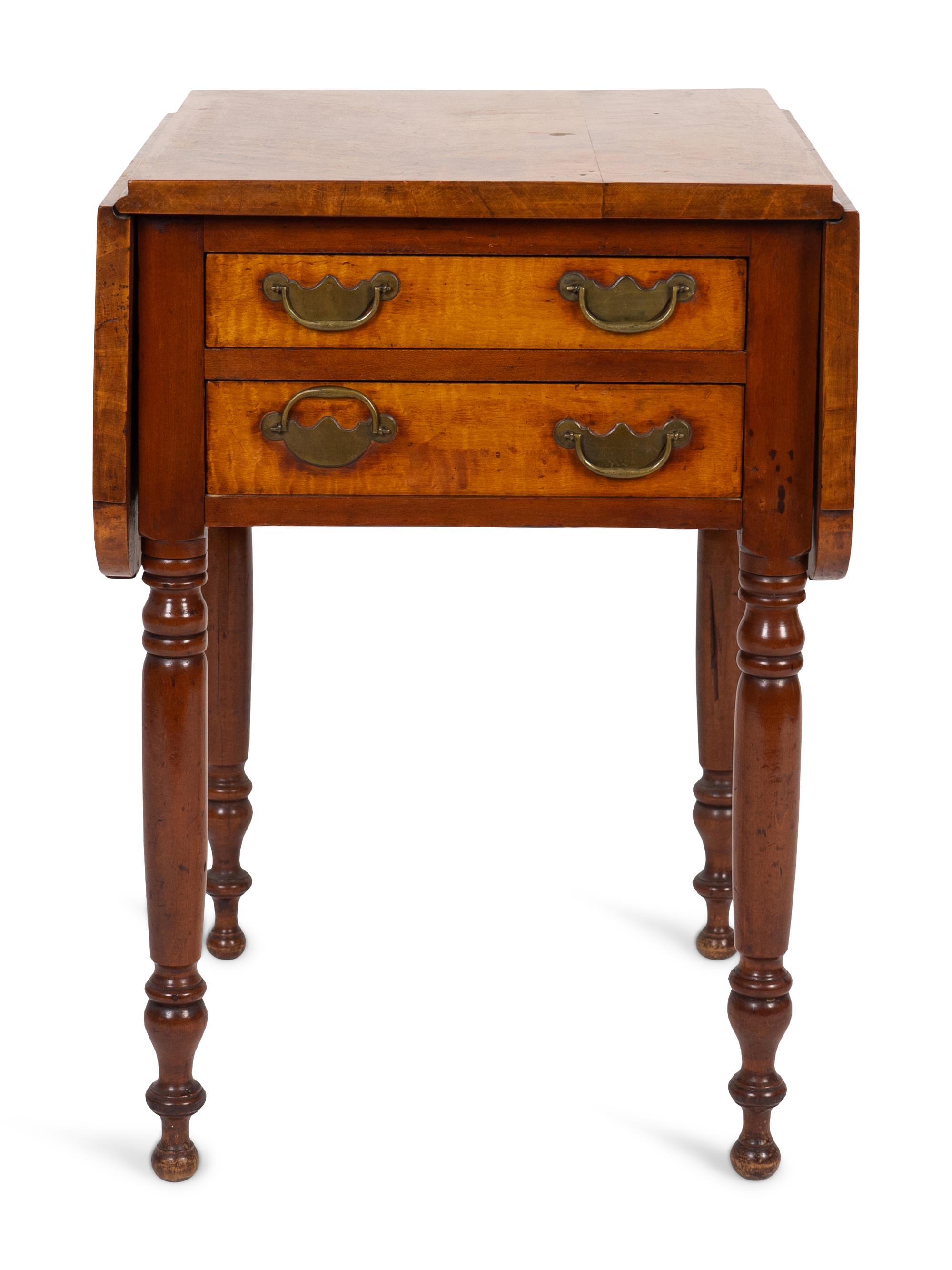 An American Classical Bird’s Eye Maple Drop-leaf Work Table — CIRCA 1840