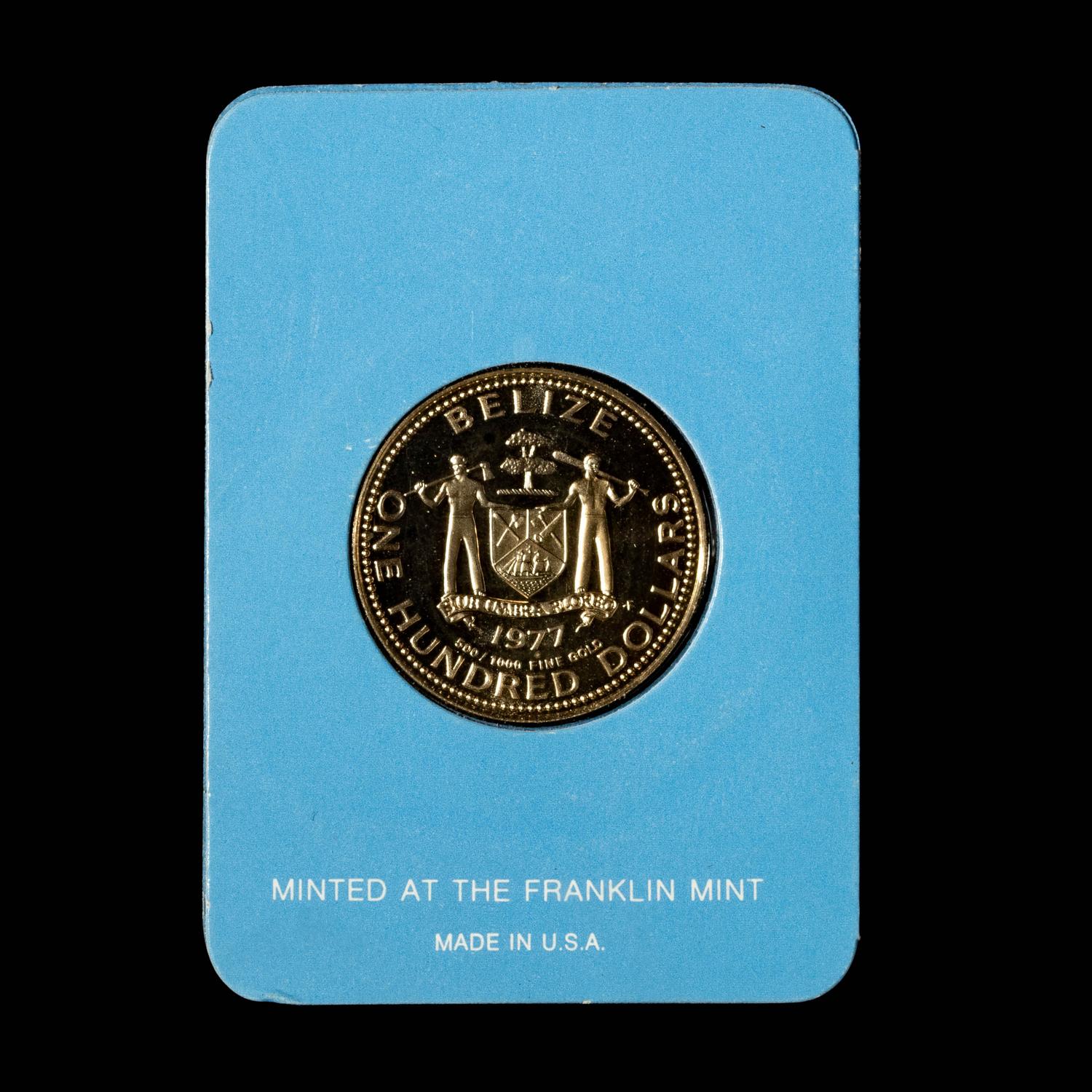 A 1977 Belize Issued Franklin Mint Struck $100 Gold Proof