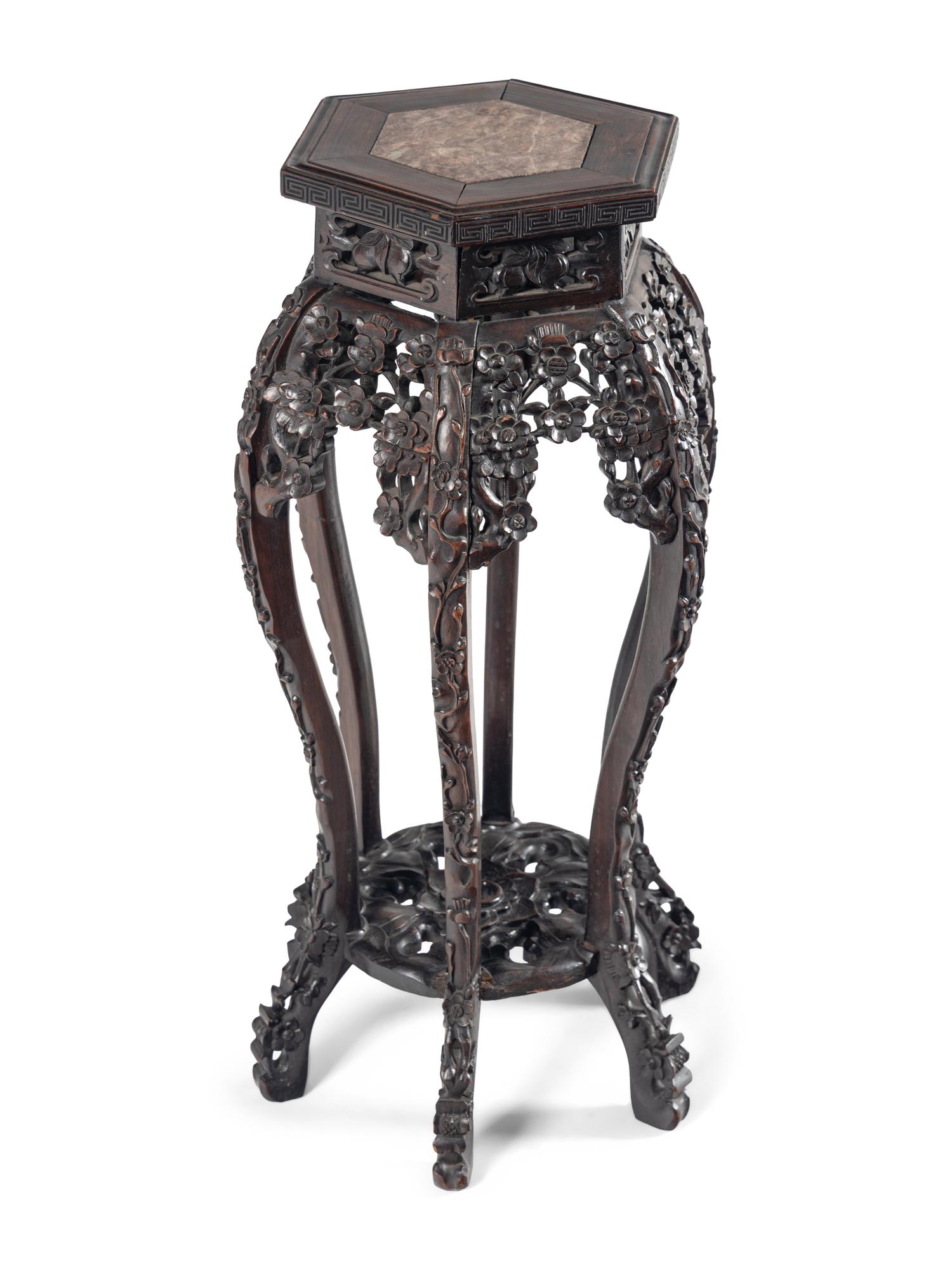 A Chinese Carved Hardwood Pedestal