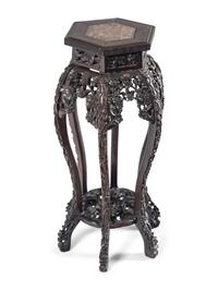 A Chinese Carved Hardwood Pedestal