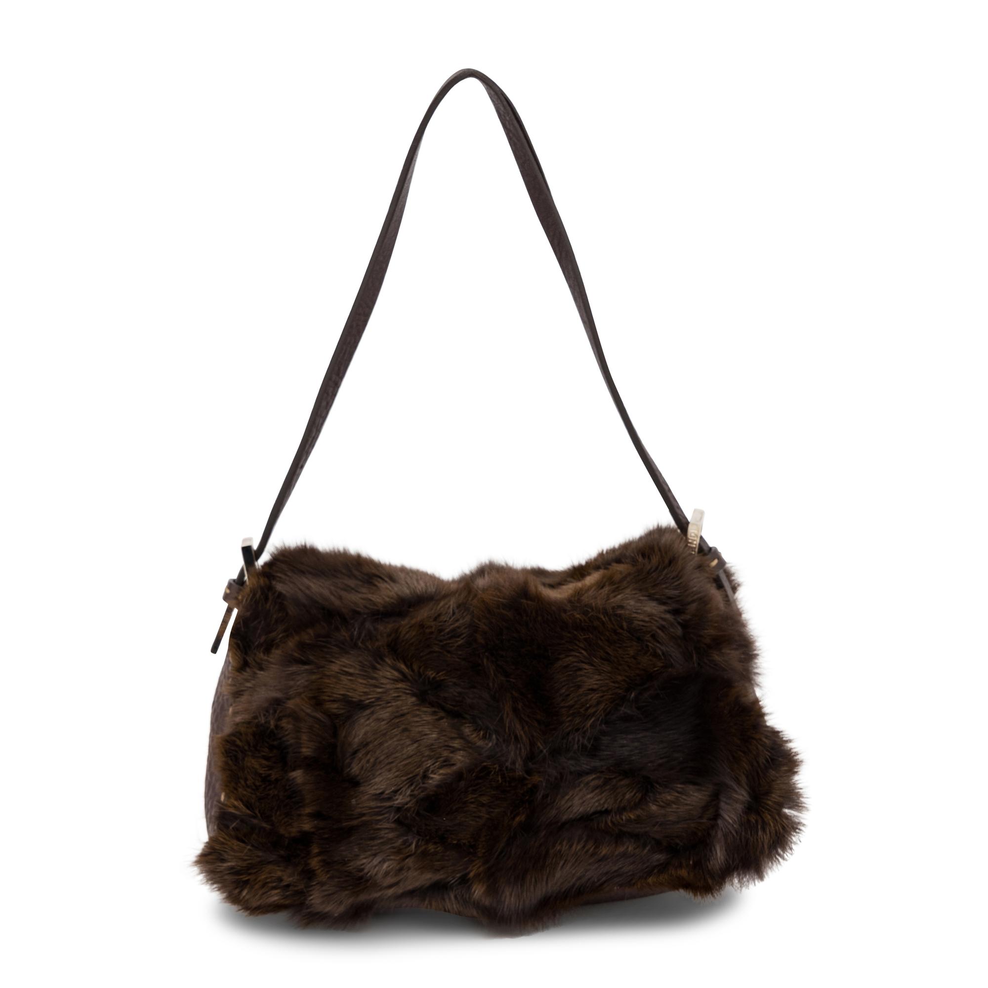 Fendi, Mamma Baguette Bag in Brown Fur & Leather