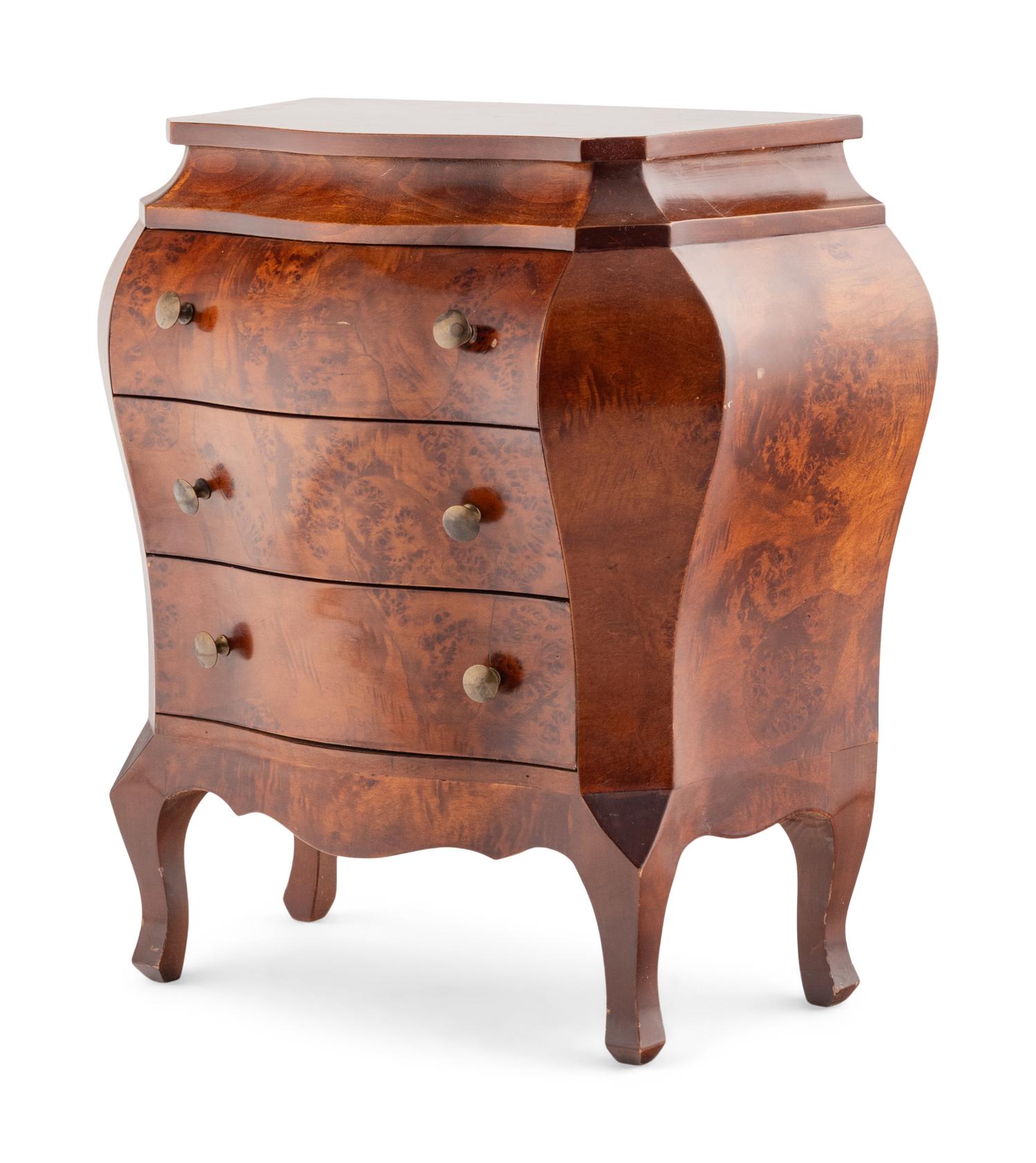 An Italian Diminutive Walnut Bombe Commode