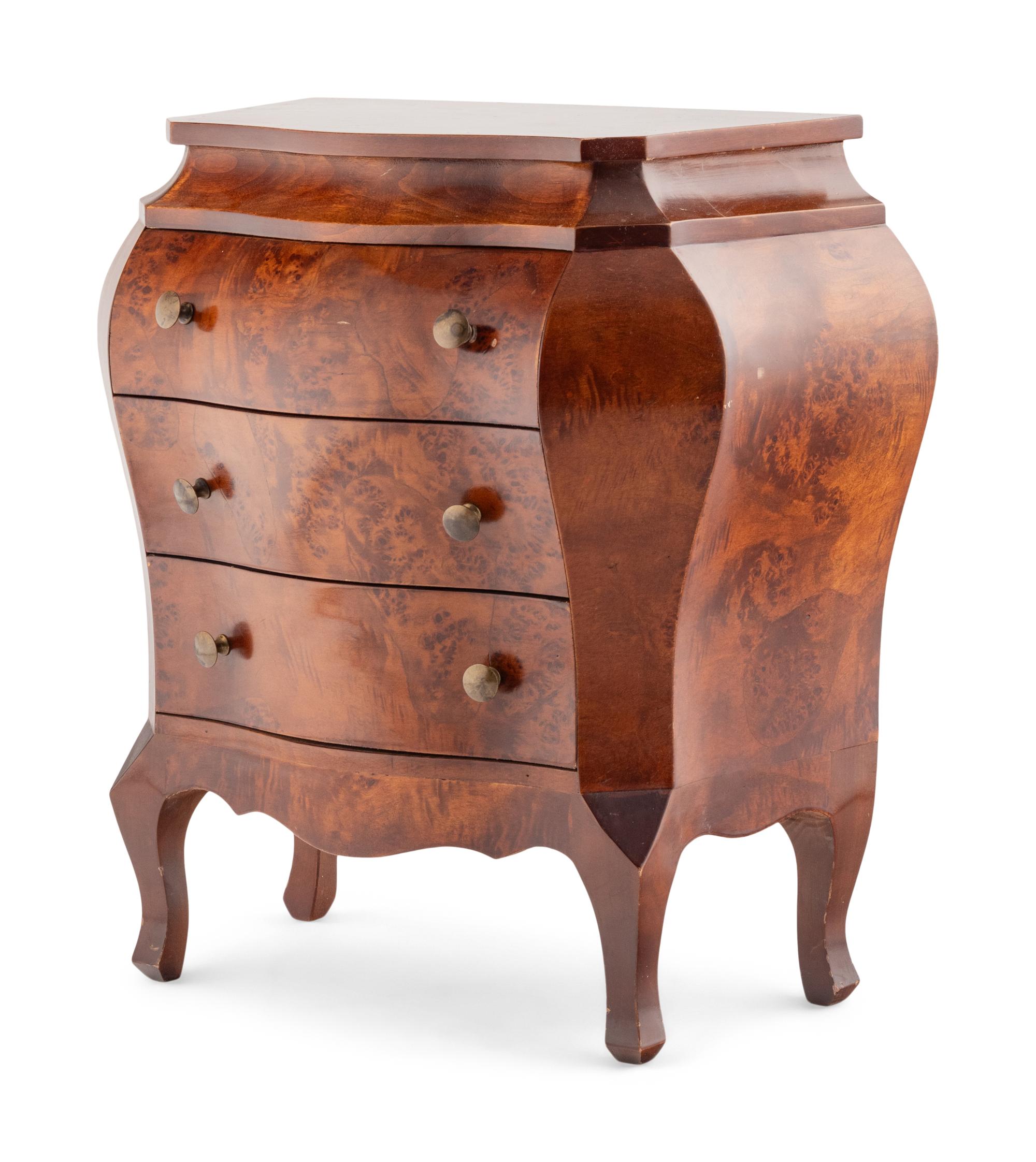 An Italian Diminutive Walnut Bombe Commode