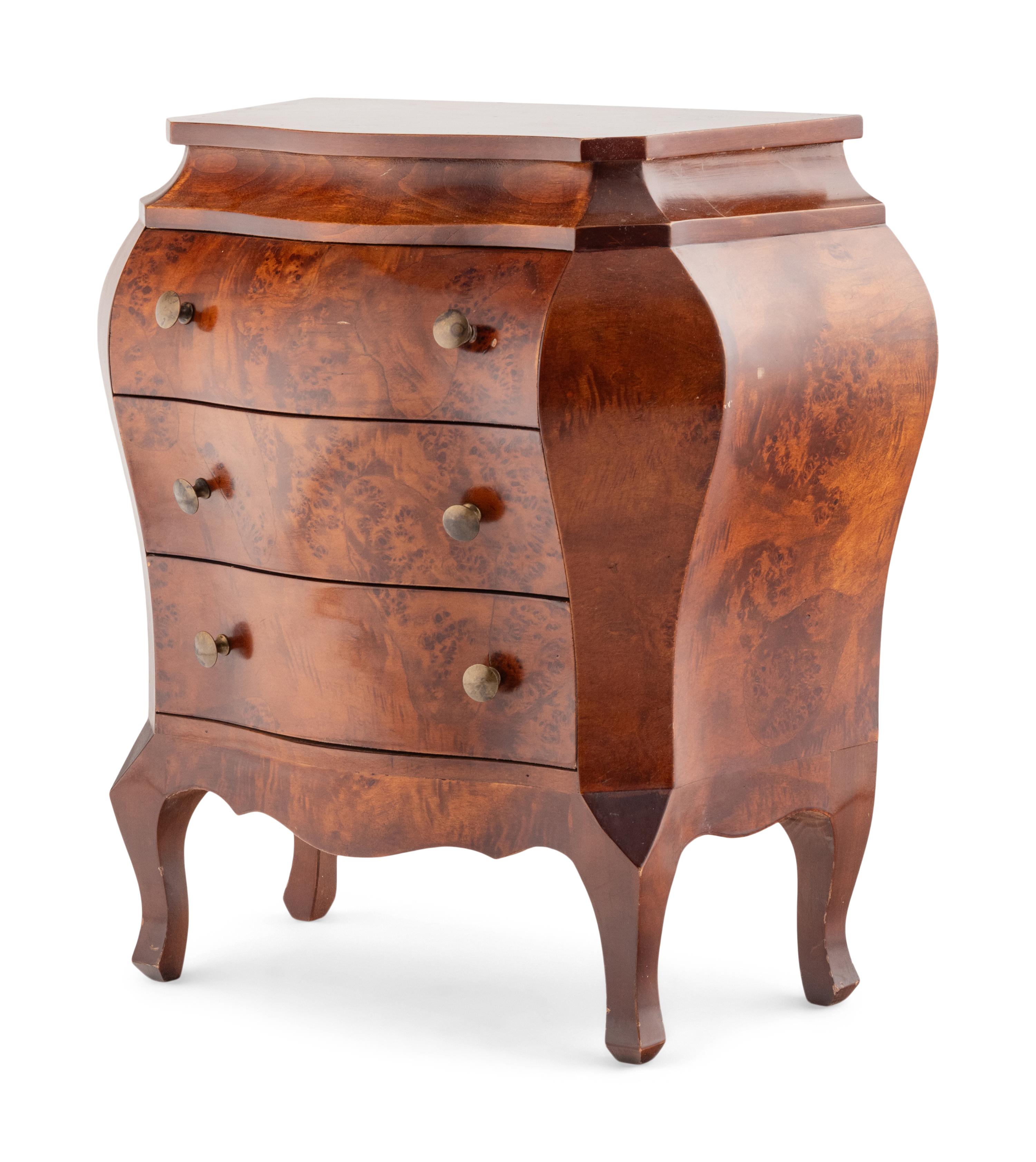 An Italian Diminutive Walnut Bombe Commode