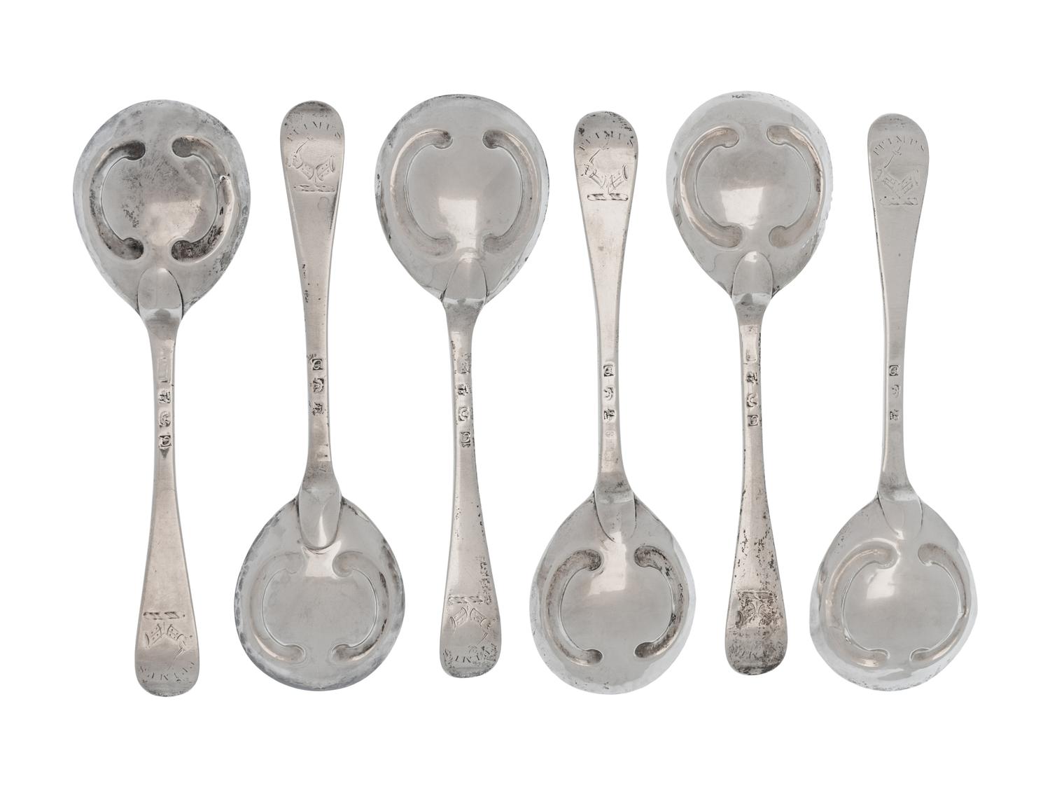 Six Scottish George III Silver Serving Spoons