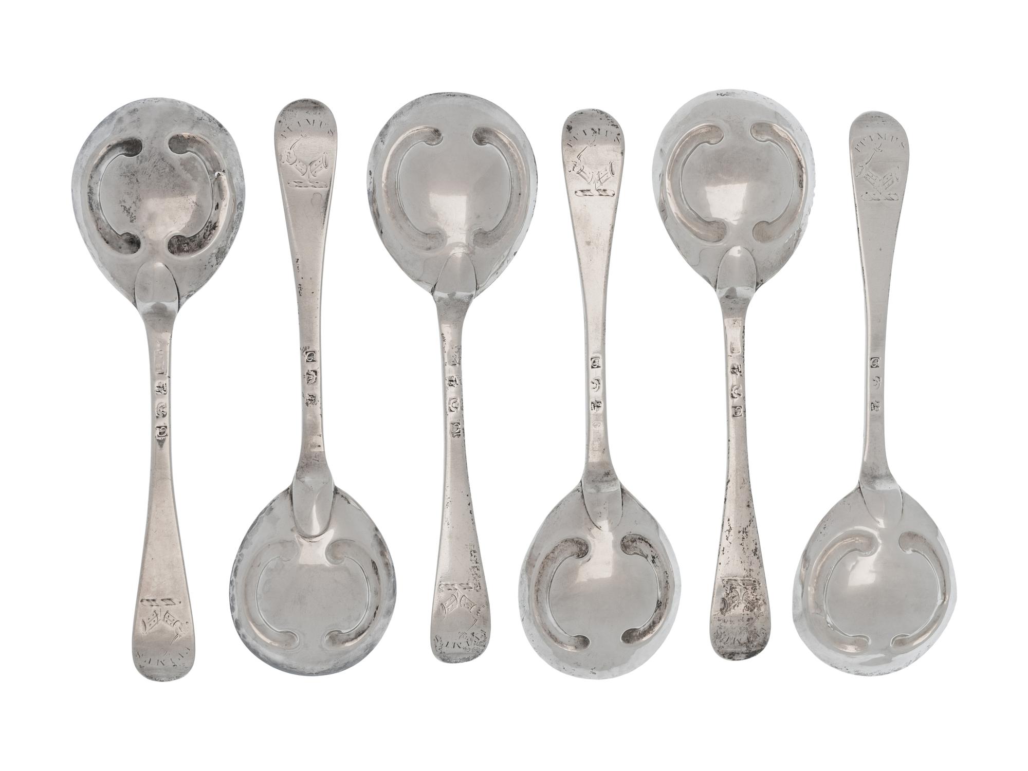 Six Scottish George III Silver Serving Spoons