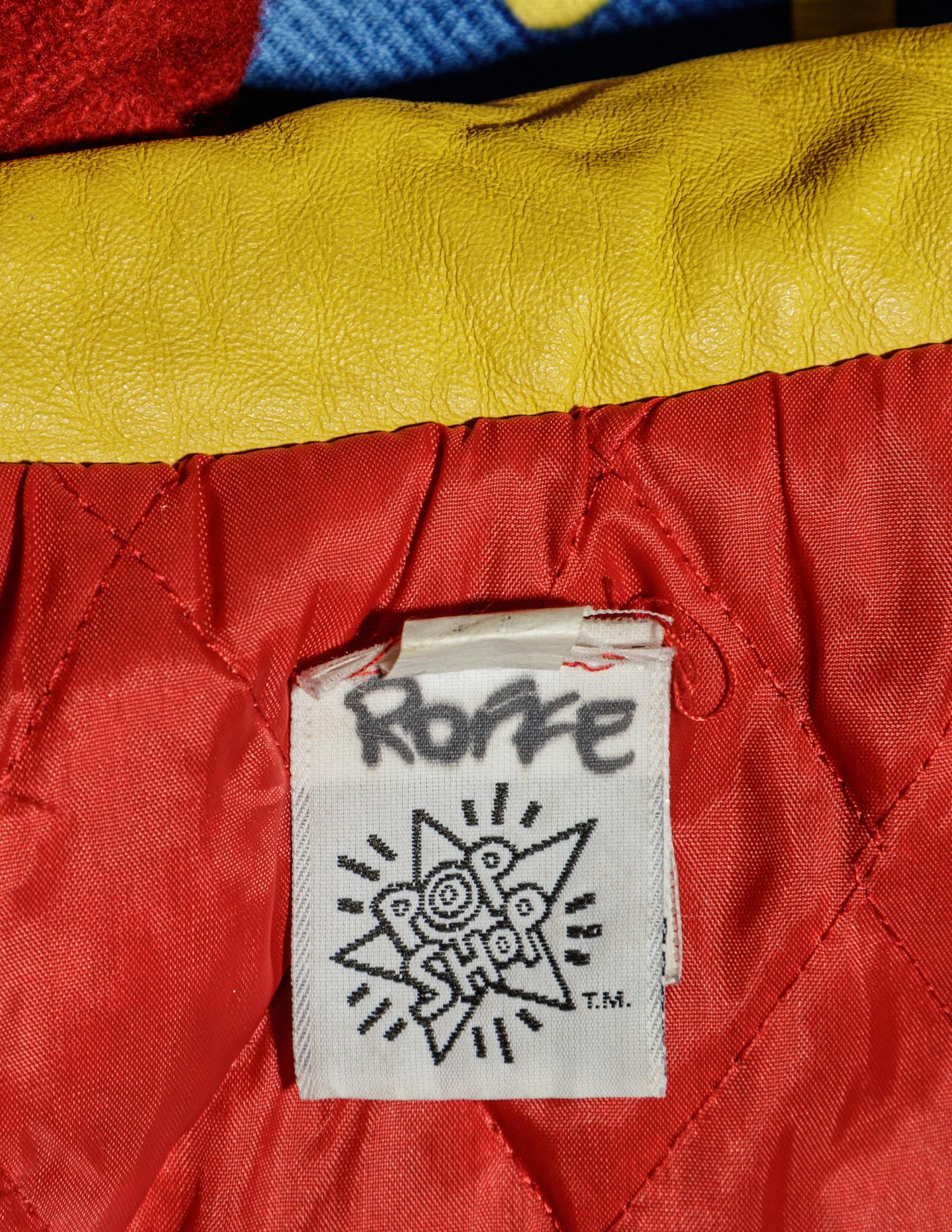 A Keith Haring Leather and Wool Boy's Bomber Jacket Retailed by Pop Shop, New York, Circa Early 1990s