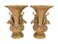 A Pair of Chinese Gilt Bronze Vases