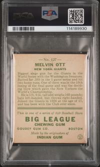 A 1933 Goudey Mel Ott Baseball Card No. 127 (PSA 3 VG)