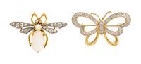 A Collection of Gold and Diamond Insect Brooches, 6.00 dwts.