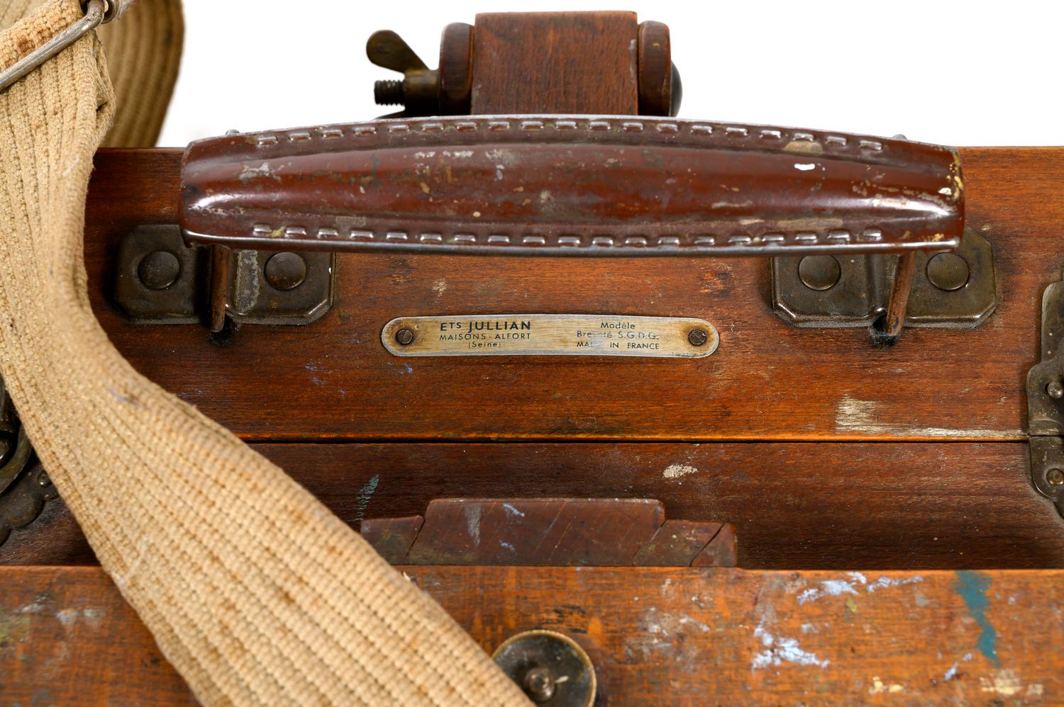 Two Antique Easels and a Painter's Palette