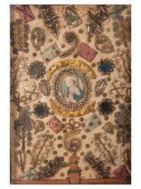 An English Silk, Metallic Thread and Stone Decorated Panel