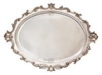 A Pair of Silver Plate Oval Serving Trays Length 27 1/4 x width 20 1/4 inches. — 19TH CENTURY