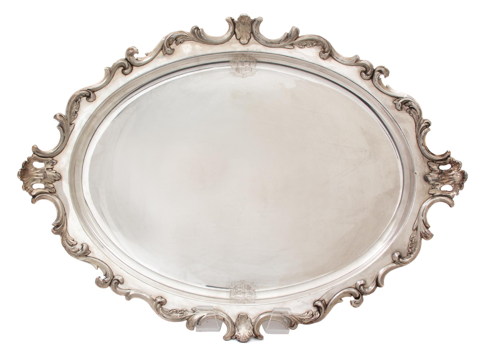 A Pair of Silver Plate Oval Serving Trays Length 27 1/4 x width 20 1/4 inches. — 19TH CENTURY