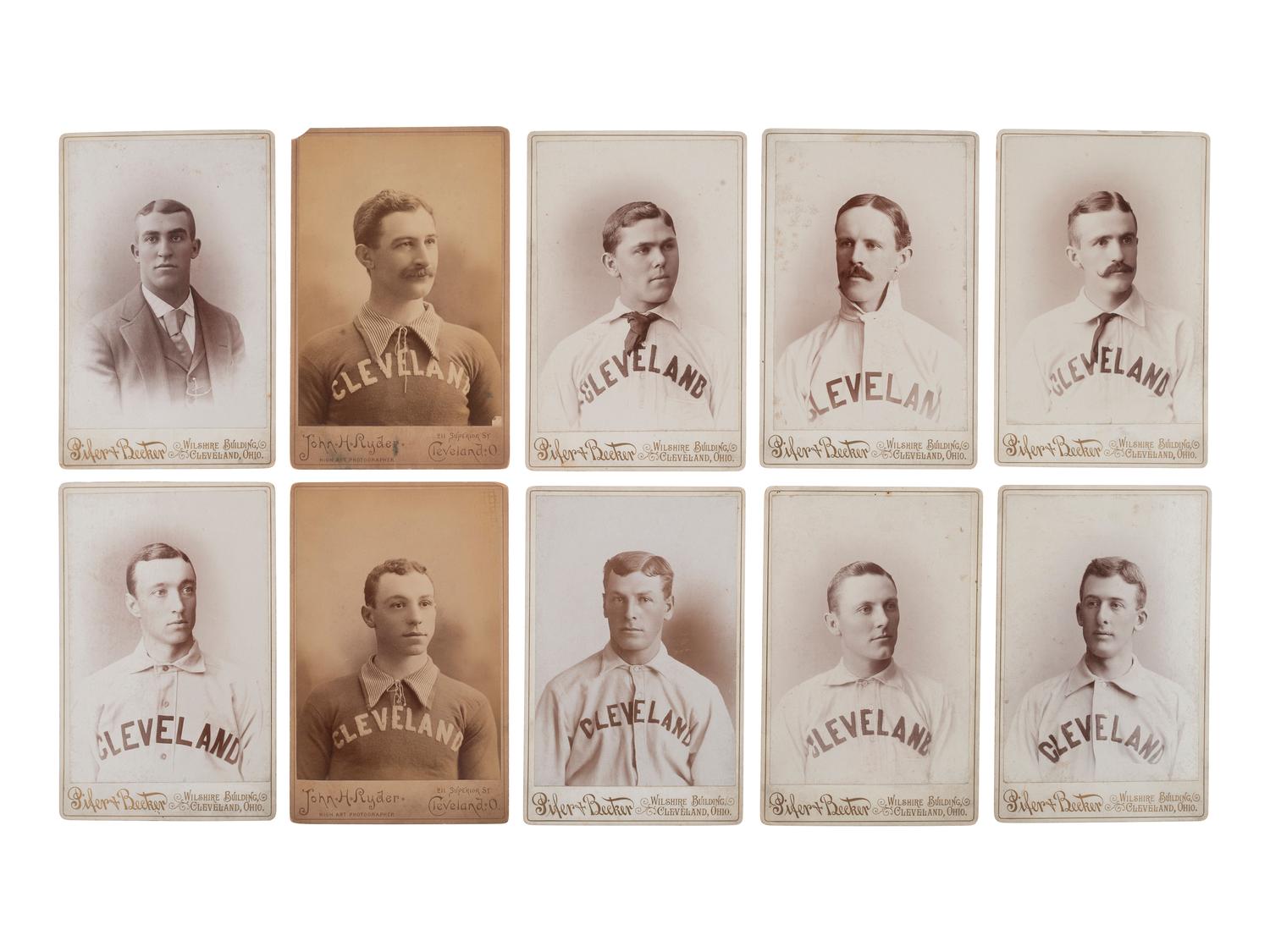 [EARLY PHOTOGRAPHY - SPORTS]. 19 cabinet cards of baseball players, some representing Cleveland.