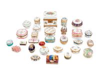 A Collection of Glass, Enameled Metal and Porcelain Small Boxes