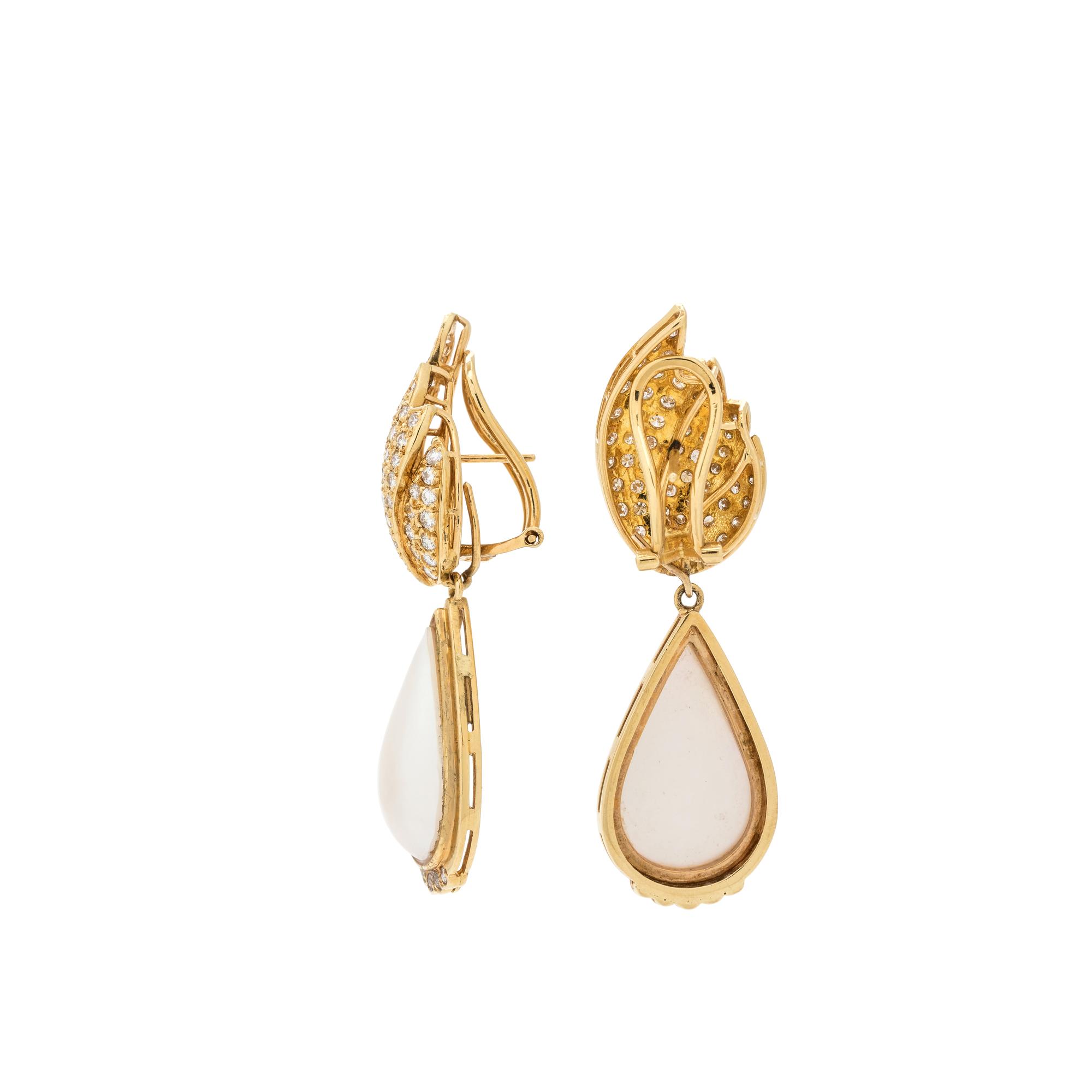 DIAMOND AND CULTURED MABE PEARL CONVERTIBLE EARCLIPS