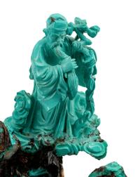 A Chinese Export Carved Turquoise Figural Group