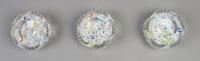 A Collection of Three Faceted Millefiori Paperweights, Diameter 3 inches.