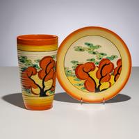 Clarice Cliff (English, 1899–1972) — Orange Erin pattern, Two Items