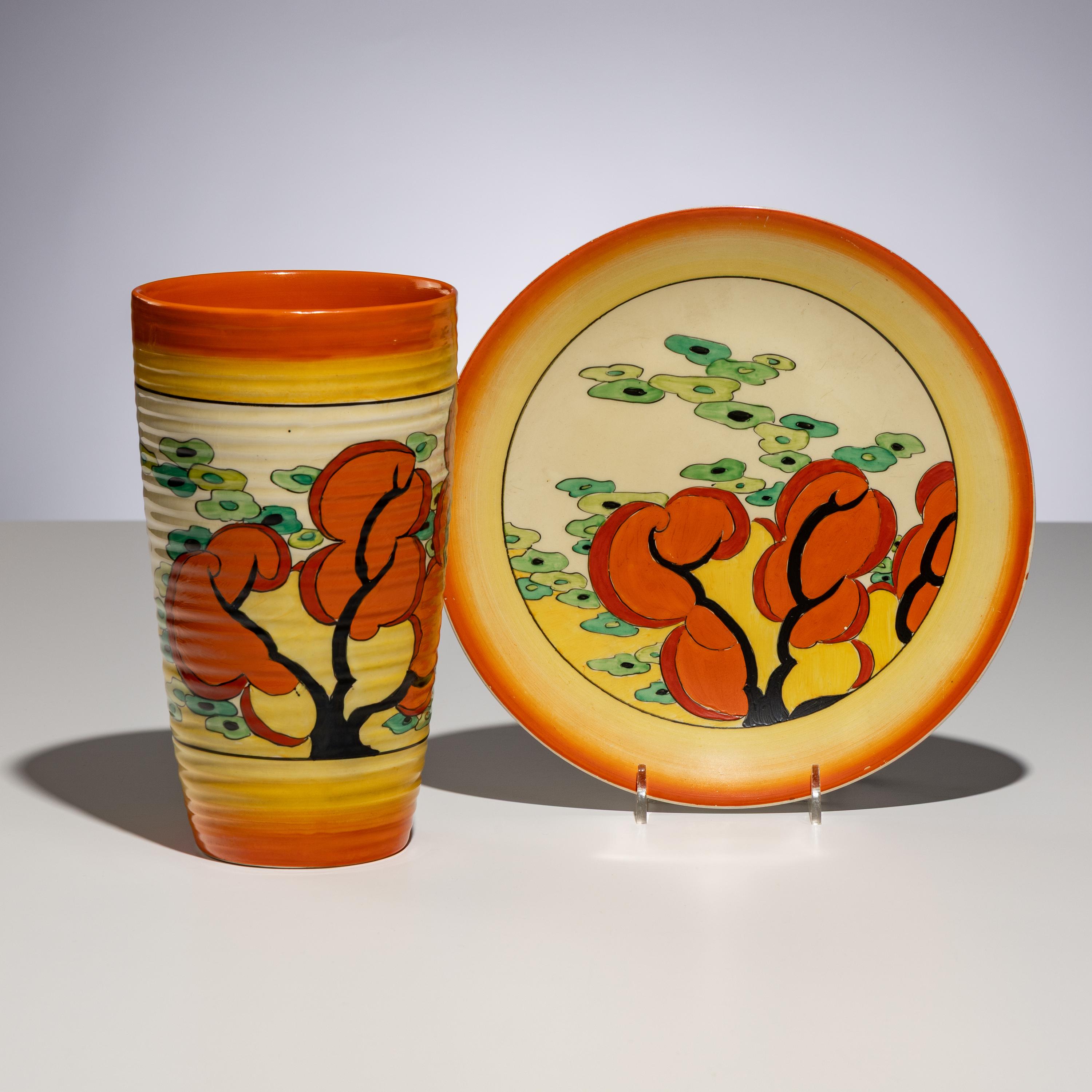 Clarice Cliff (English, 1899–1972) — Orange Erin pattern, Two Items