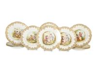 Twelve Sèvres Gilt Decorated Porcelain Dinner Plates