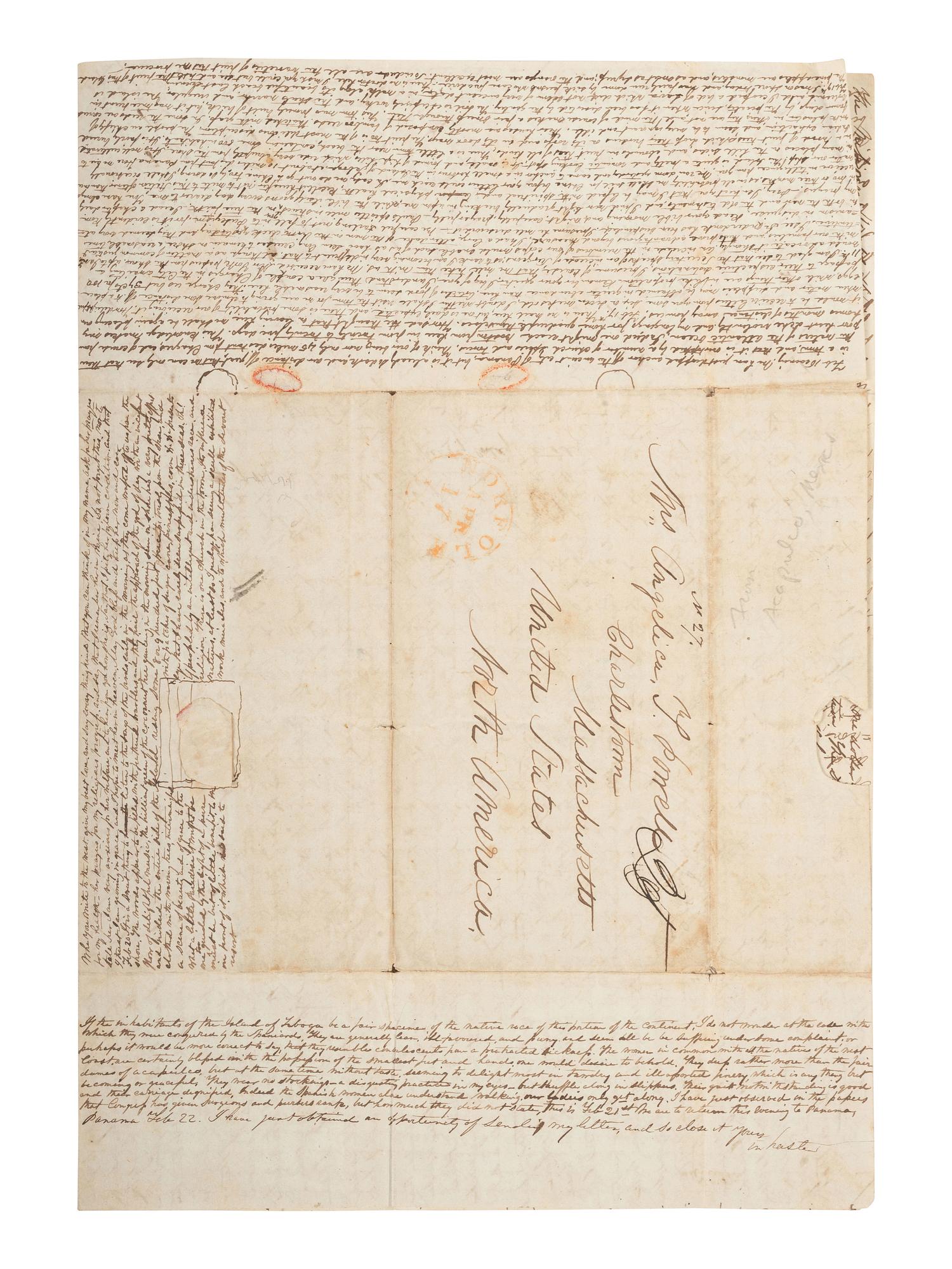 [MEXICAN WAR]. Letter written by Naval Surgeon Dr. William J. Powell. Acapulco, Mexico, 1845.