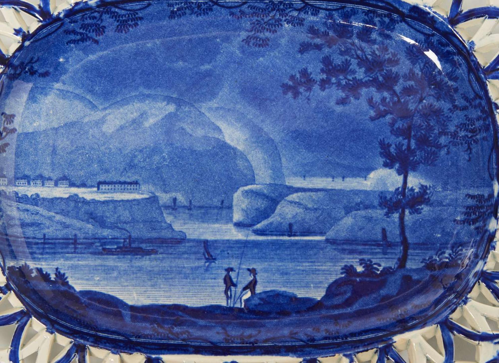 A group of eight Historical Blue Staffordshire tablewares in New York views, various makers, England, circa 1830
