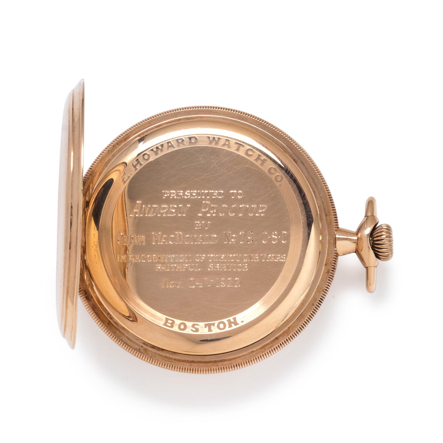E. HOWARD WATCH CO., 14K YELLOW GOLD OPEN FACE POCKET WATCH