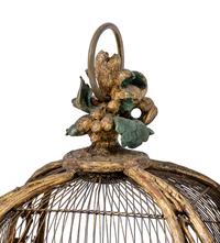 A Continental Giltwood and Painted Wirework Lantern