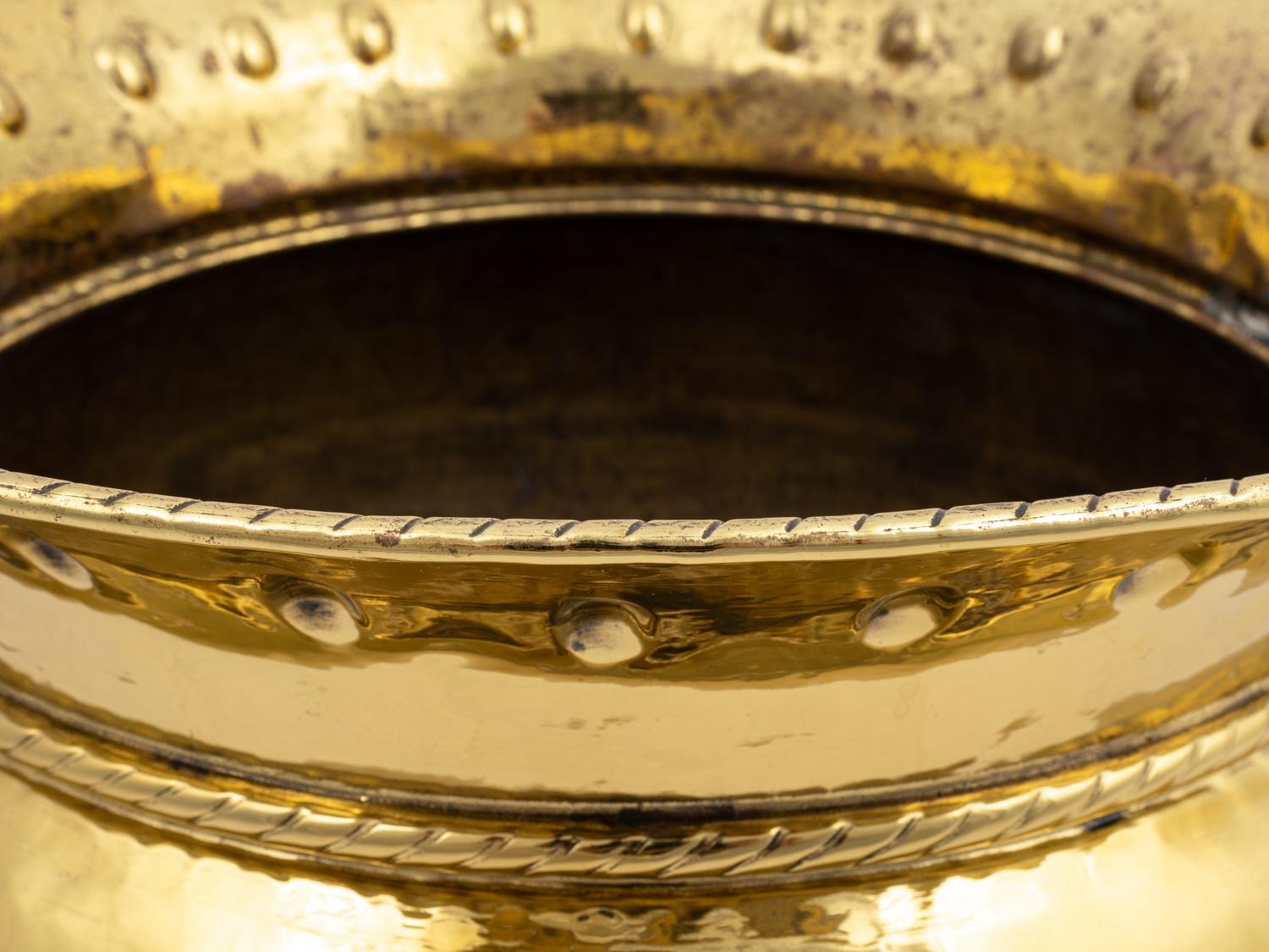 Two Hammered Brass Vessels