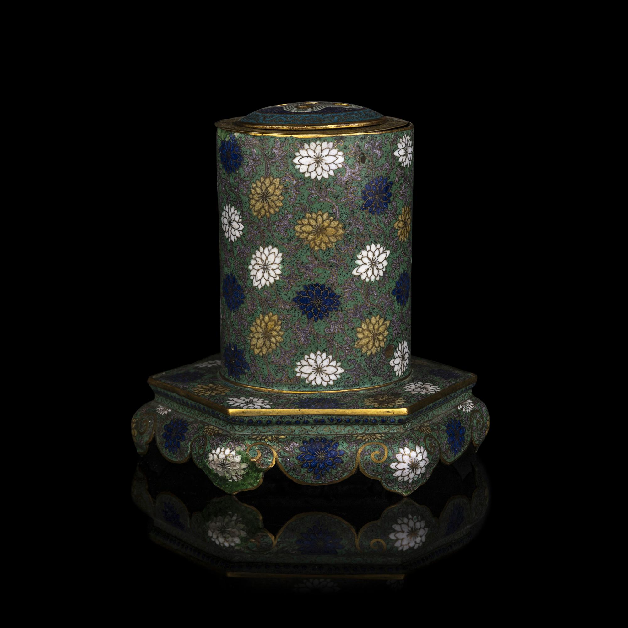 A Chinese Cloisonné Enamel Flower Holder, Huacha