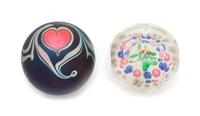 Correia Art Glass, Fountain Valley, California, a glass paperweight, with an associated Chinese example