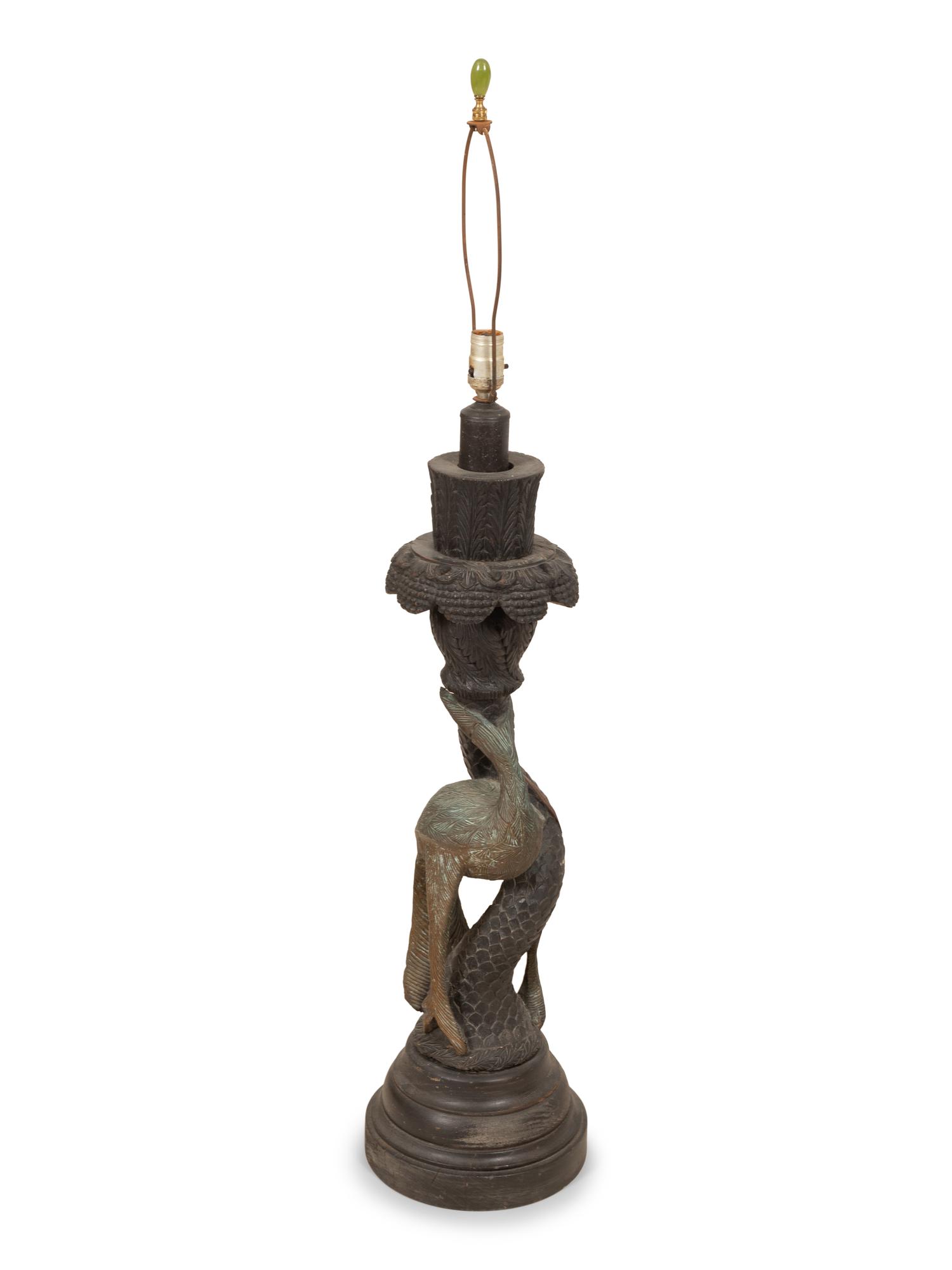 A Goa Carved Wood Table Lamp Base