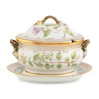 A Royal Copenhagen Flora Danica Porcelain Tureen with Cover and Stand