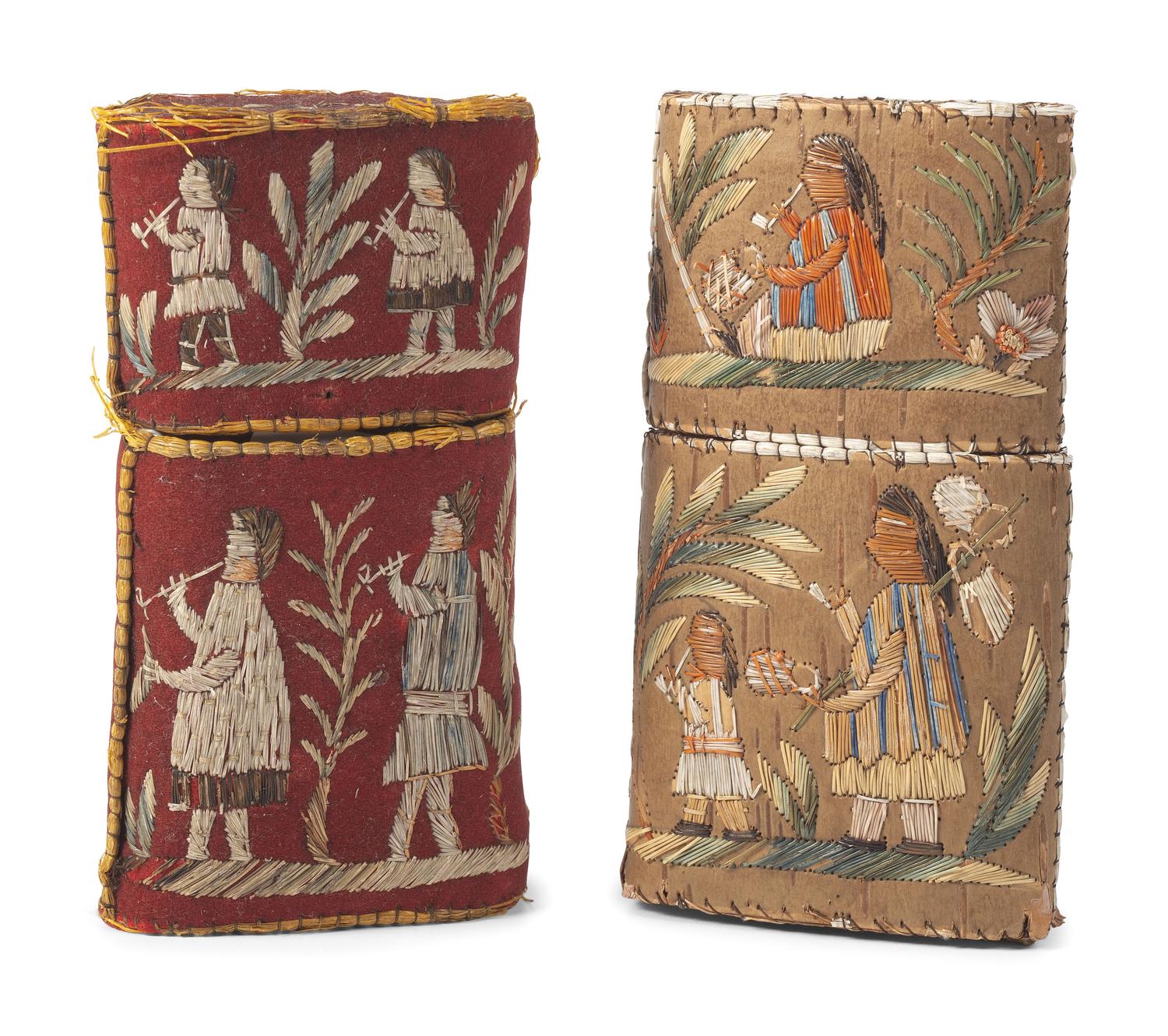 Huron Moosehair Embroidered Birchbark Cigar Cases