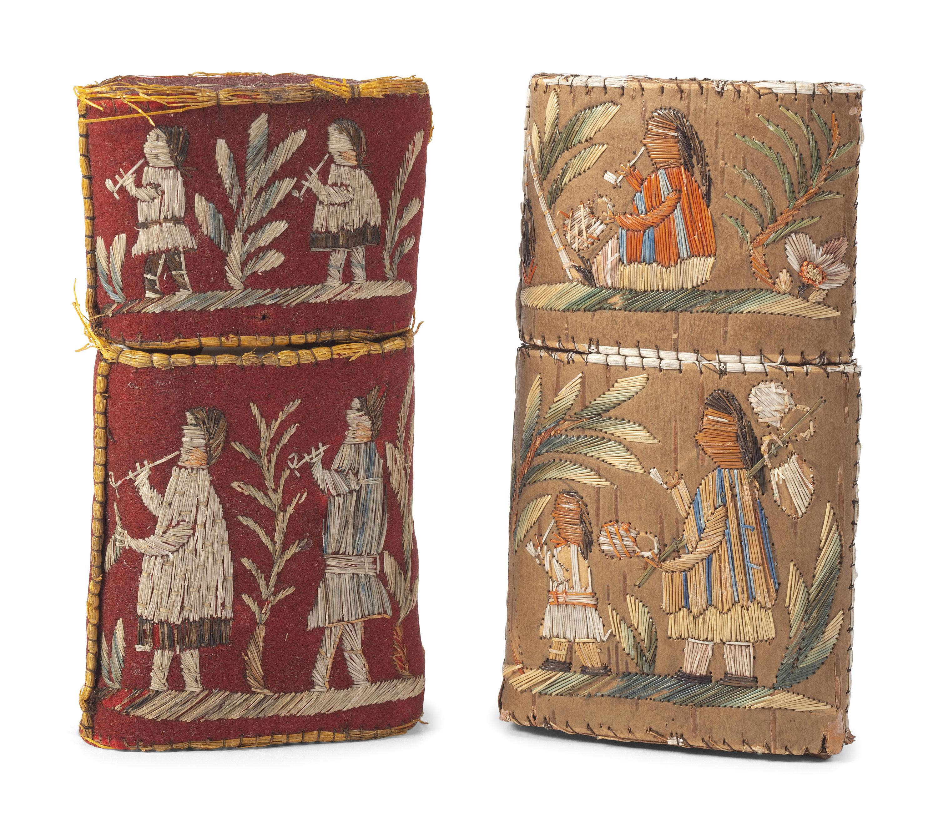 Huron Moosehair Embroidered Birchbark Cigar Cases