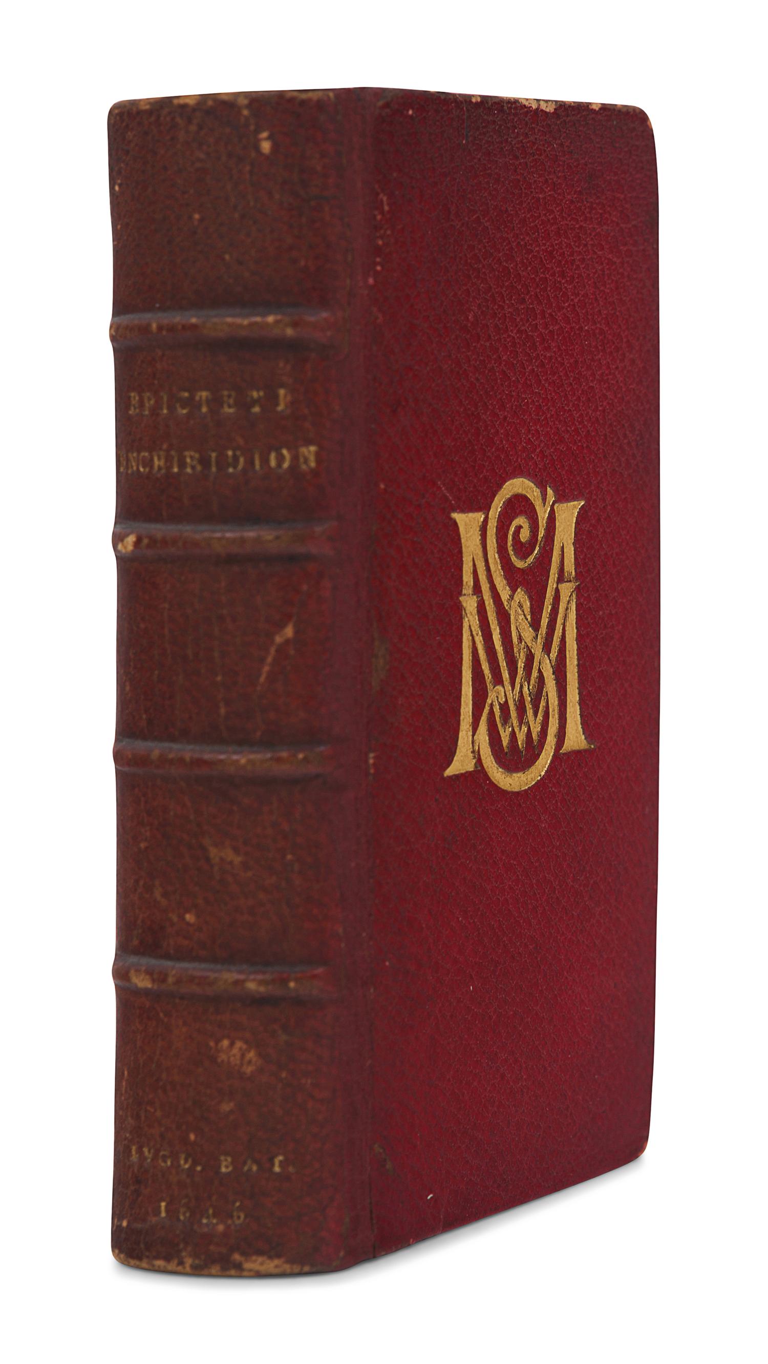 [MINIATURE BOOKS]. EPICTETUS. -- CEBES. Epicteti Enchiridion, Et Cebetis Tabula . Lugduni Batavorum: Ioan. Maire, 1646.