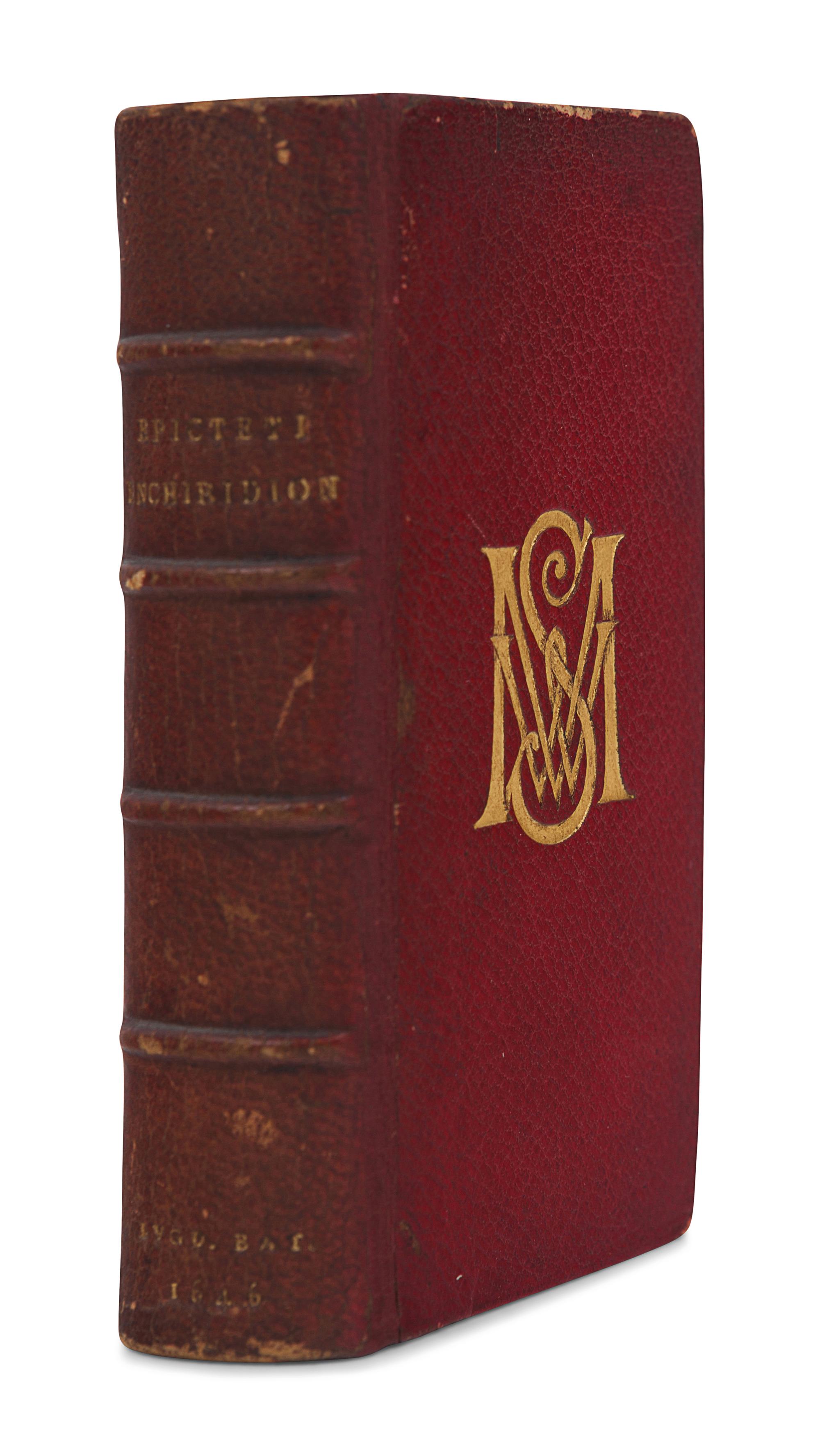 [MINIATURE BOOKS]. EPICTETUS. -- CEBES. Epicteti Enchiridion, Et Cebetis Tabula . Lugduni Batavorum: Ioan. Maire, 1646.