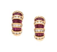 CHARLES KRYPELL, RUBY AND DIAMOND EARCLIPS