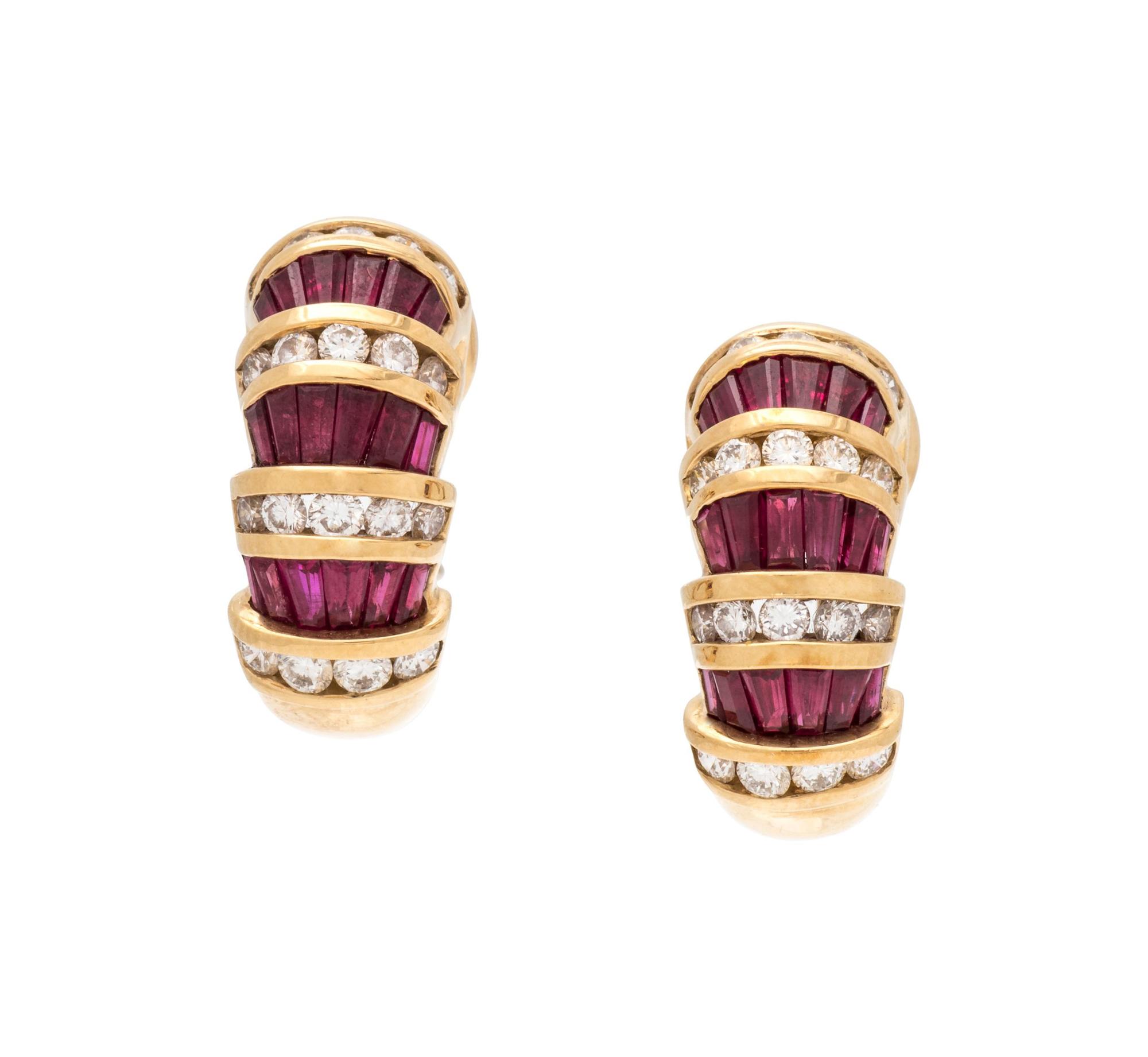 CHARLES KRYPELL, RUBY AND DIAMOND EARCLIPS