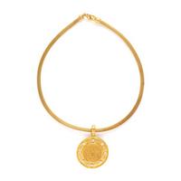 Elizabeth Locke, Yellow Gold and Diamond Ancient Coin Pendant with Unsigned Chain
