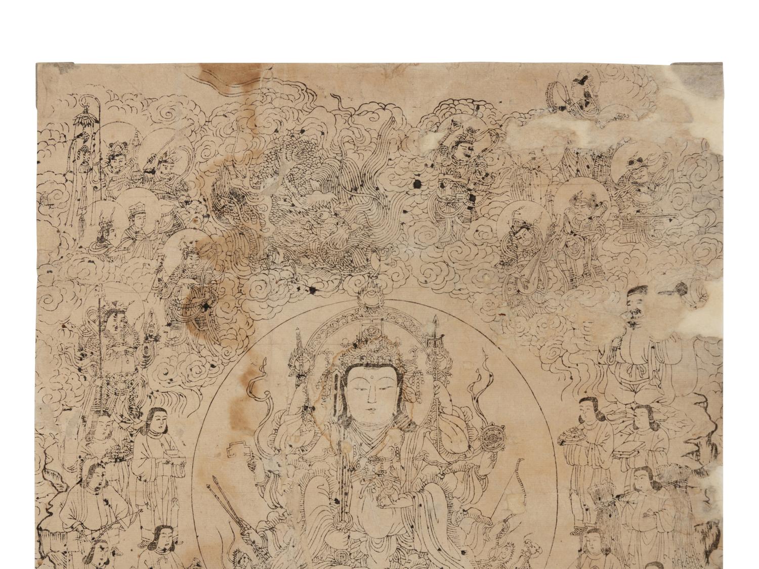 A Japanese Ink on Paper Print of Deities