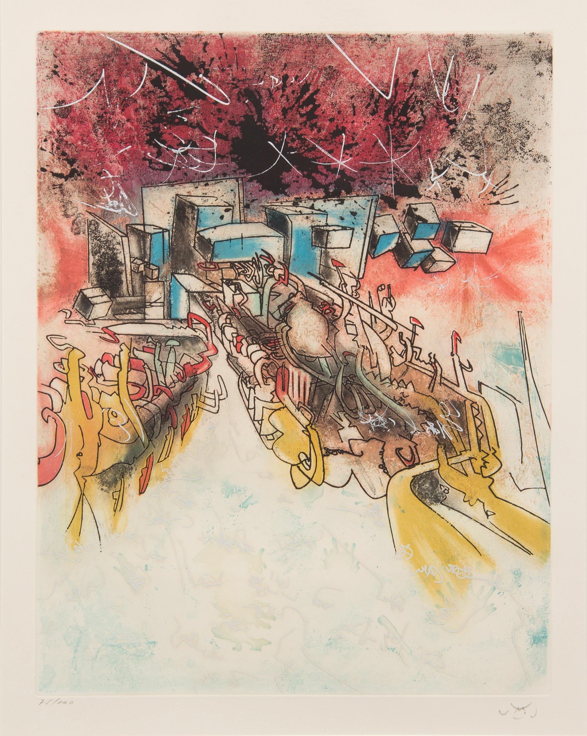 Roberto Matta, (Chilean, 1911-2002), Untitled (three plates from Hom'mere III, L'Ergonaute), 1977-76